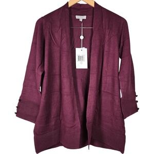 Evolution by Cyrus Womens Small Plum Open Front‎ Cardigan E611810SF NEW